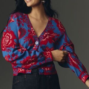 Farm Rio Lace Garden Knit Cardigan Sweater